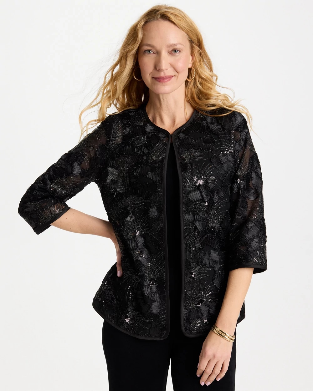 Travelers™ Collection Sequin Mesh Soutache Jacket | Chico's
